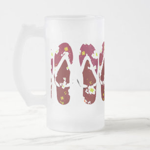 Rote Flip Flops Mattglas Bierglas