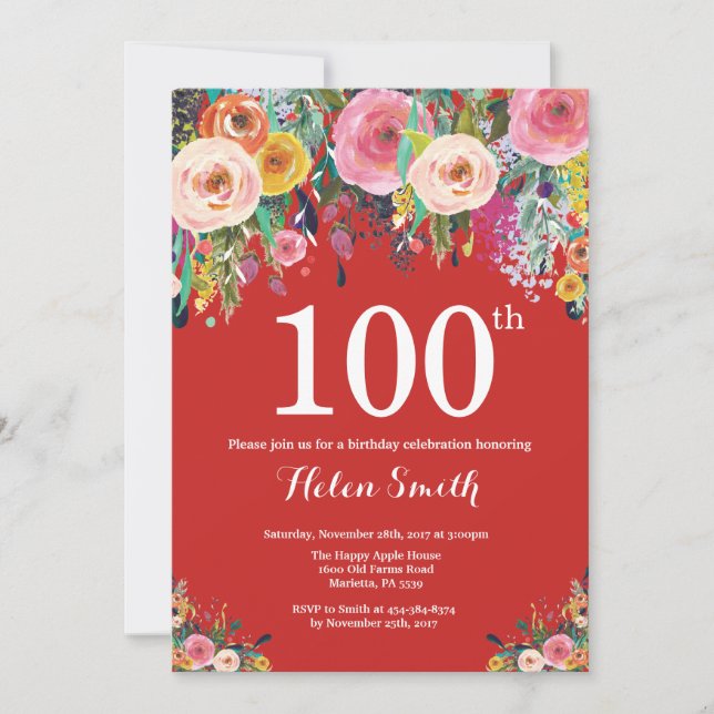 Rote Flora Einladung zum 100. Geburtstag (Vorderseite)