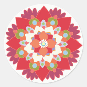 Rote Flora Lotus Mandala Blume Sticker
