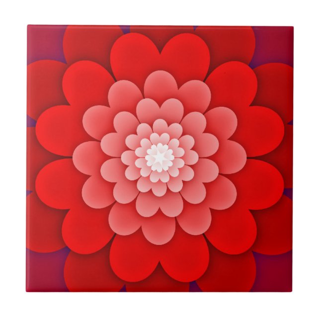 Rote Flora Mandala-58566 Fliese (Vorderseite)