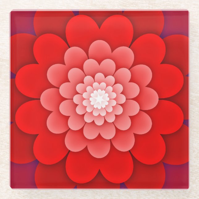 Rote Flora Mandala-58566 Glasuntersetzer (Vorderseite)