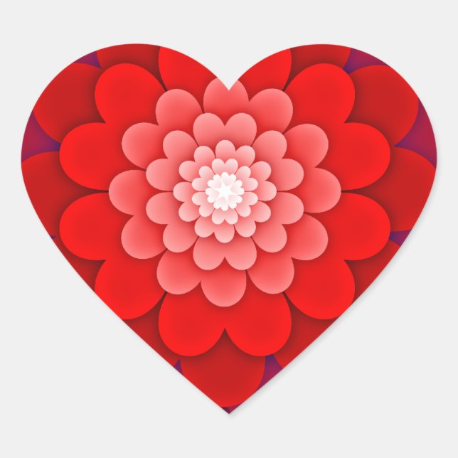 Rote Flora Mandala-58566 Herz-Aufkleber (Vorderseite)