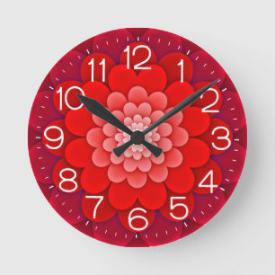 Rote Flora Mandala-58566 Runde Wanduhr