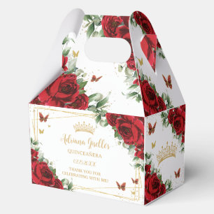Rote Flora Schmetterlinge Geburtstag Quinceñera 16 Geschenkschachtel