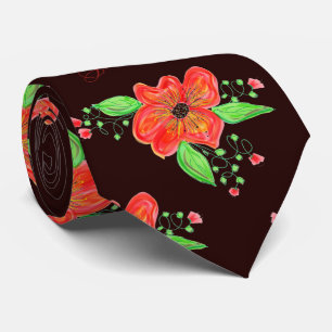 Rote Floral auf Burgund Krawatte