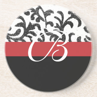 Rote Floral Monogramm Untersetzer