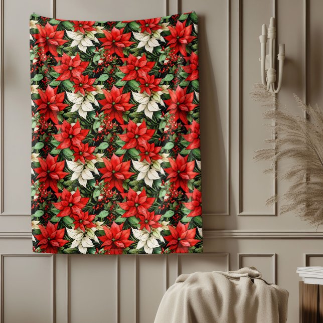 Rote Floraldecke Klassischer Weihnachtssofa-Stil Fleecedecke (Red Floral Blanket Classic Christmas Couch Style)