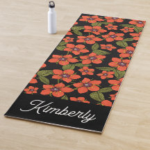 Rote Florale Boho Namens-Yogamatte