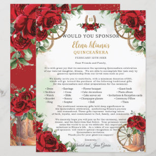 Rote Florale Charro Stiefel Quinceañera Patenbrief
