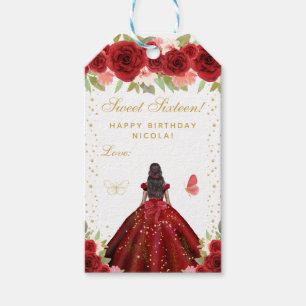 Rote Florale Dunkle Haut Prinzessin Sweet Sixteen Geschenkanhänger