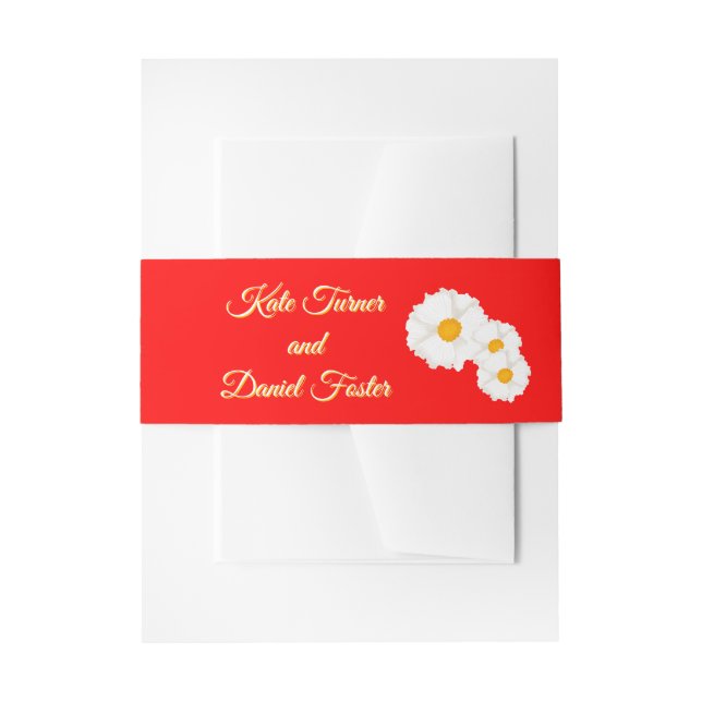 Rote Florale Hochzeit  Einladungsbanderole (Vorderseite Beispiel)