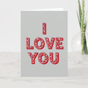 Rote Florale Ich Liebe Dich Karte