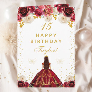 Rote Florale Prinzessin Alles Gute zum Geburtstag Karte