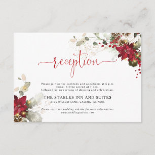 Rote Florale Weihnachts-Hochzeitsempfang Begleitkarte