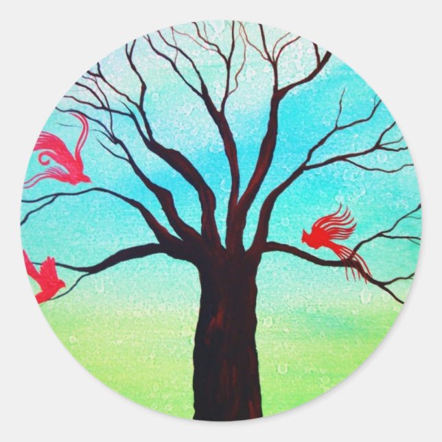 Rote Flügel Runder Aufkleber (Vorderseite)