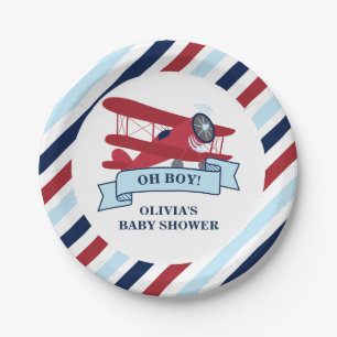 Rote Flugzeug-Baby-Party Pappteller