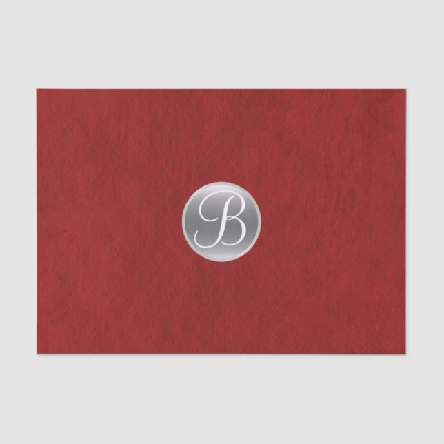 Rote Folie Silver Holiday Chic Glam Monogram Initi Seidenpapier (Vorderseite)