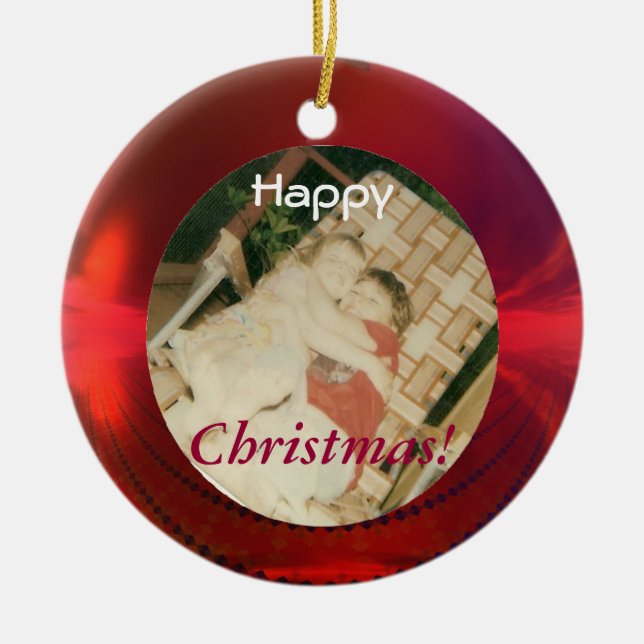 Rote Foto-Verzierung Keramik Ornament (Vorne)