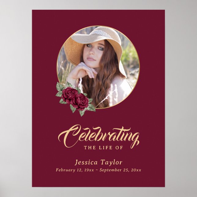 Rote Fotos Gedenkfeier Begrüßungszeichen Poster (Vorne)