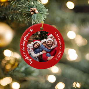 Rote Fotos zusammen Weihnachten Keramik Ornament