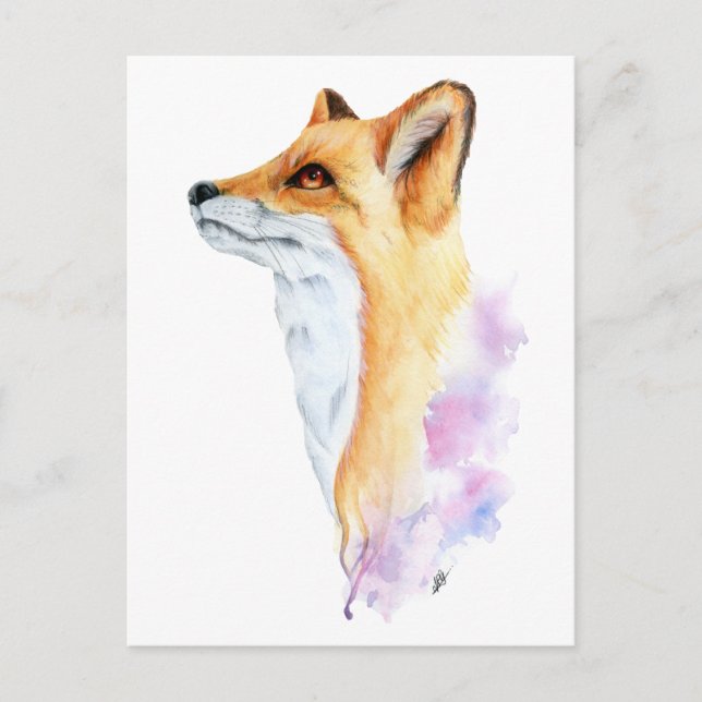 Rote Fox Aquarellbilder Postkarte (Vorderseite)