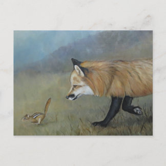 Rote Fox Begegnung Kunst Postkarte