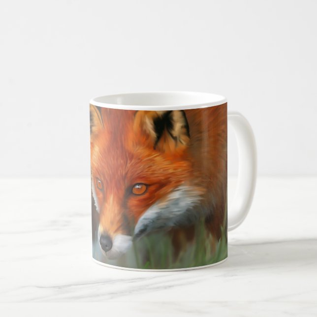 Rote Fox-volle TierTasse Kaffeetasse (VorderseiteRechts)