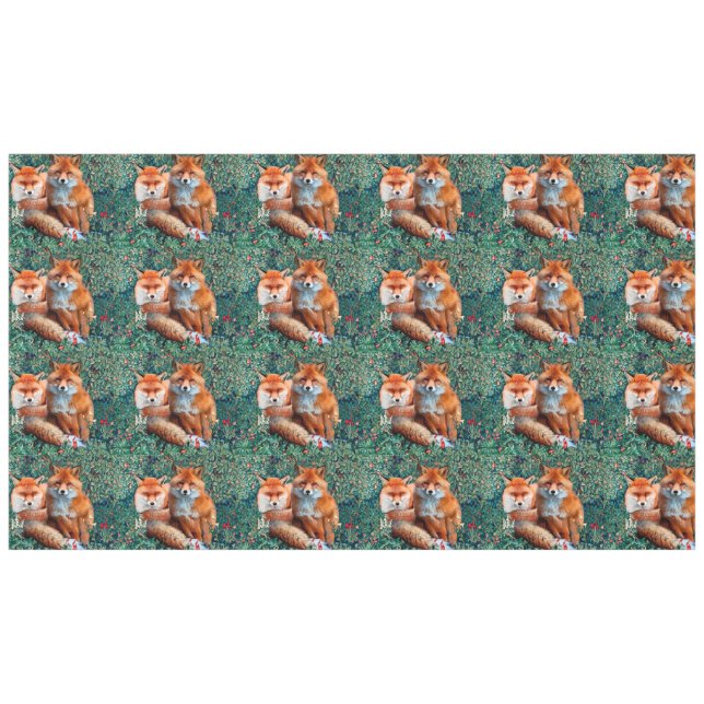 ROTE FOXE UNTER GRÖSSE, FOLIAGE UND BLUME TISCHDECKE (Vorderseite (Horizontal))