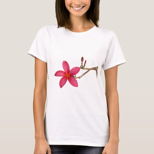 Rote Frangipani-Blume T-Shirt (Vorderseite)