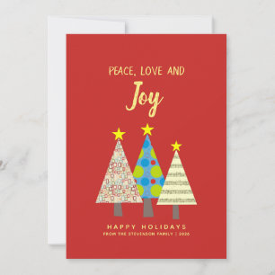 Rote Friedens Liebe Freude Weihnachtskarte Feiertagskarte