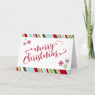 Rote Frohe Weihnachten Schneeflocken & diagonale S