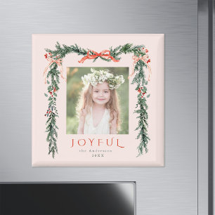 Rote fröhliche Weihnachtsrahmen-Foto rosa Feiertag Magnet