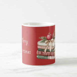 Rote Frucht Granatapfel Bücher Weihnachten Kaffeetasse
