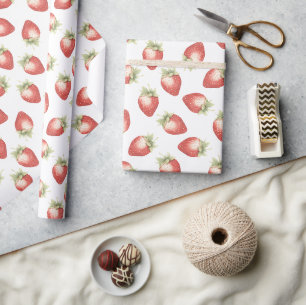 Rote Früchte Erdbeeren Geburtstag Geschenkpapier