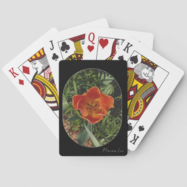 rote Frühlingsblume Spielkarten (Rückseite)