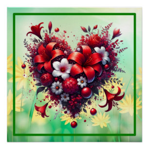 Rote Frühlingsblumen Herz-53476 Poster