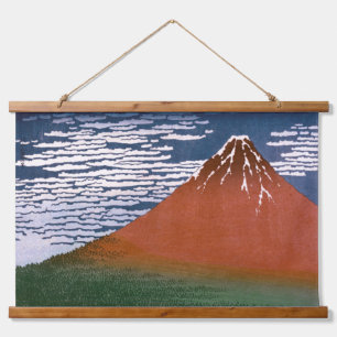 Rote Fuji, Aka Fujiyama Vulkan Katsushika Hokusai Wandteppich Mit Holzrahmen
