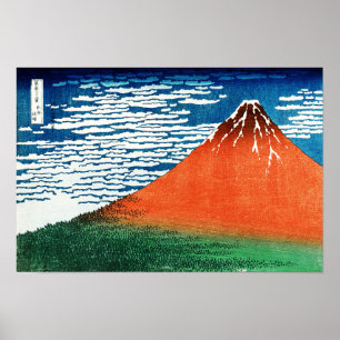 Rote Fuji-Zeichnung Kanagawa Hokusai Poster