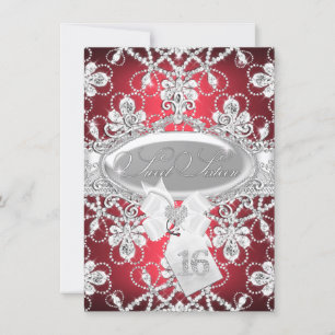 Rote Funkel-Diamant-Tiara Prinzessin Sweet 16 Einl Einladung