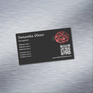 Rote funkelnde Marienkäfer QR-Code schwarz Benutze Magnetische Visitenkarte