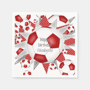 Rote Fußballbälle zum Geburtstag oder zur Mannscha Serviette