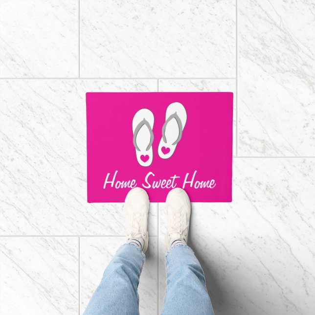 Rote Fußmatte mit süßem Strand-Flip-Flops-Design (Indoor)