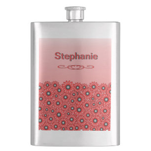 Rote Gänseblümchen-Blumen-Klassische-Flasche Flachmann