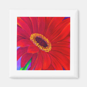 Rote Gänseblümchen Gerber Blumen-Malerei-Kunst - Magnet
