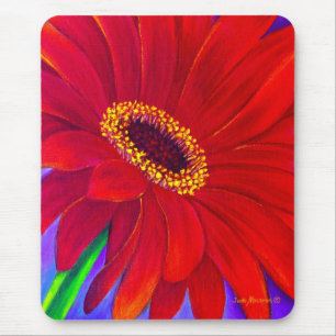 Rote Gänseblümchen Gerber Blumen-Malerei-Kunst - Mousepad