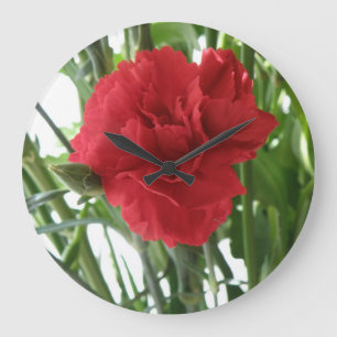 Rote Gartennelken-Wanduhr Große Wanduhr
