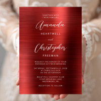 Rote Gebürstete Metall-Schrift Hochzeit