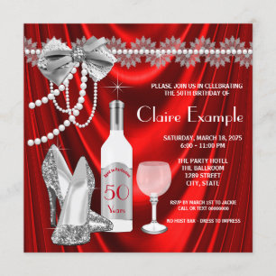 Rote Geburtstagsparty der Frauen mit Perfektion Einladung