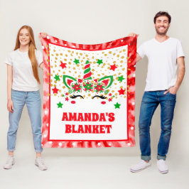 Rote Gefärbte Krawatte Einhorn Weihnachten Persona Fleecedecke