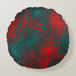 Rote, gekreuzte Kratzer auf dem geleichten Zyan od Rundes Kissen